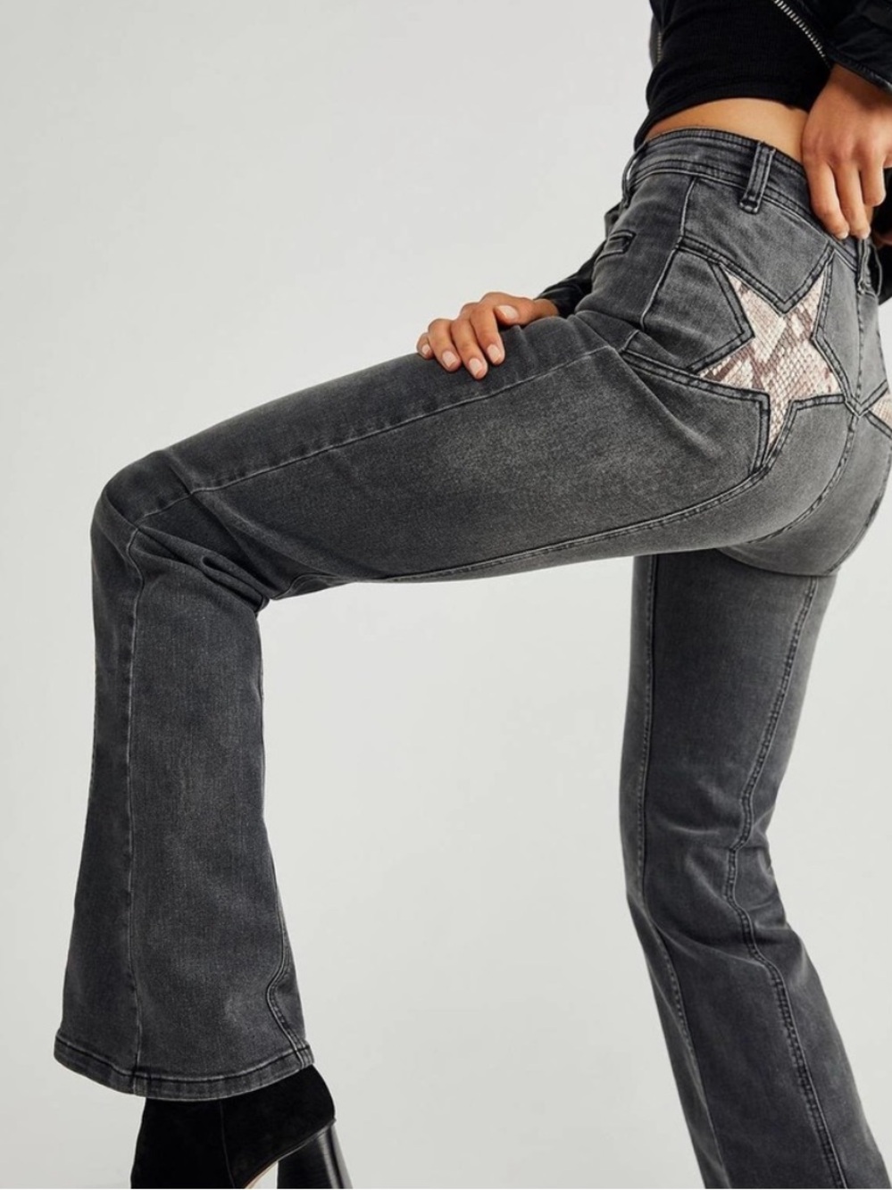 We the Free by Free People Firecracker Flare Jeans in Gray SZ 30 EUC